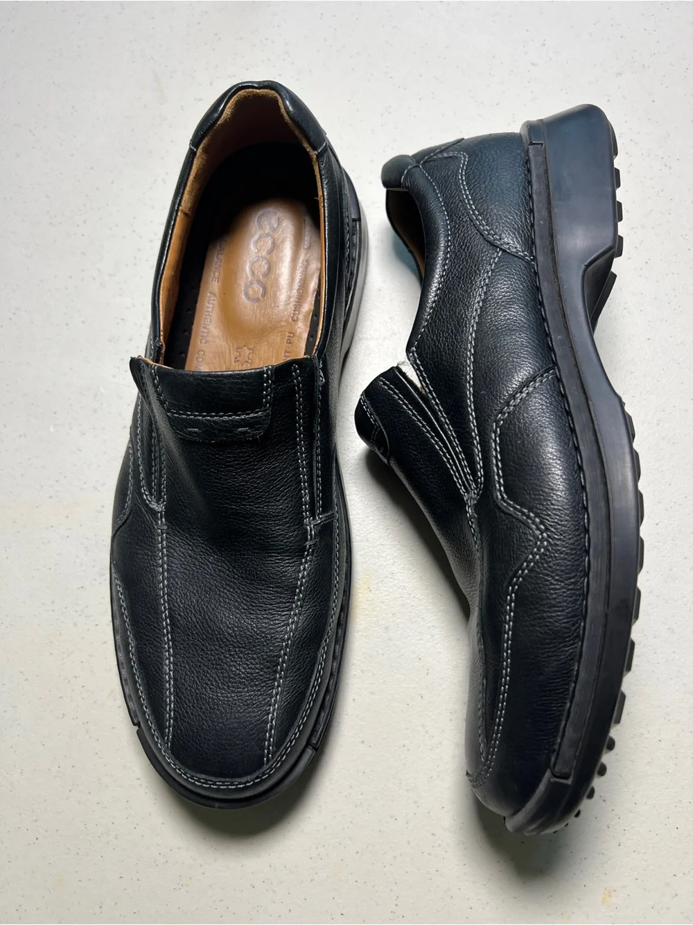 Men's ECCO 'Fusion II' Black Leather Moc-Toe Oxfords Size US 13 EUR 47